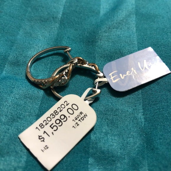 Brand new ever us two tone diamond earrings. - Picture 4 of 5